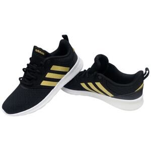 Adidas QT Racer 2.0 Women's Running Shoes Sneakers Black Metallic Gold Size 8